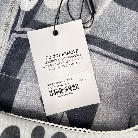 Miaou | NWT Campbell Corset Stretch Canvas Stone Grey 90s Y2K Pop Art L - Picture 8 of 12